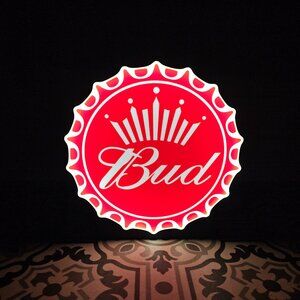 Budweiser Bottle Cap - LED Lightbox Sign with detachable stand